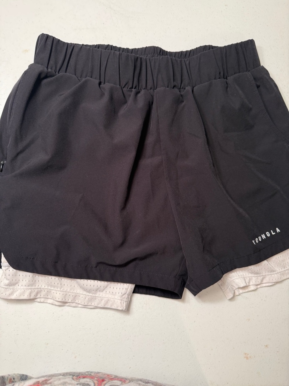 YoungLA Black Athletic Shorts with White Inner Liner